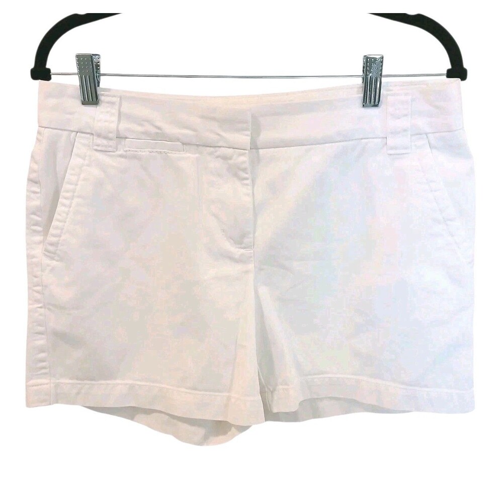 J Crew Weathered Classic Chino Short 3" White Classic Preppy Beach Size 6 Twill